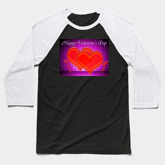 Valentine hearts on purple background Baseball T-Shirt by ikshvaku